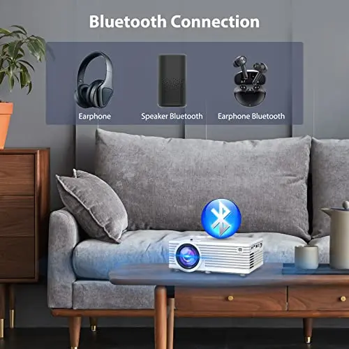 Projector with WIFI and Bluetooth, Full HD 1080P Supported Home Movie projector, Portable Outdoor Projector Compatible with HDMI, USB, TV Stick, Smartphone, Laptop 5
