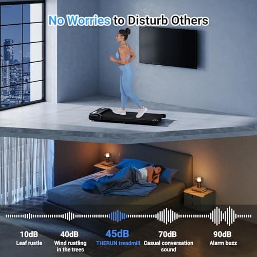 THERUN Walking Pad Treadmill Under Desk, Portable Mini Treadmill for Home/Office, Walking Jogging Machine with 2.5HP and 265 lbs Weight Capacity Remote Control LED Display 5