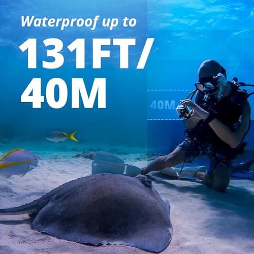 AKASO Brave 4 Action Camera 4K 30fps Ultra HD WiFi Sport Cameras with 170° FOV, Image Stabilization, 131FT Waterproof Underwater Camera with 2x1050mAh Batteries, Helmet Accessories Kit 6