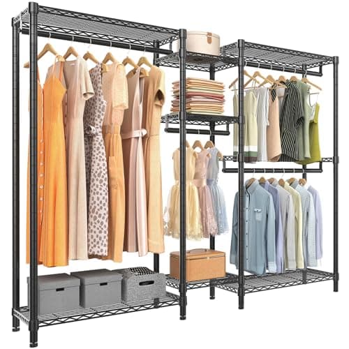 VIPEK Classic V6 Medium Wire Garment Rack Heavy Duty Clothes Rack for Hanging Clothes, Metal Freestanding Closet Wardrobe Racks 59.8" L x 14.6" W x 76.4" H, Max Load 750lbs, Black