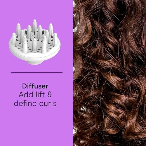 Conair Double Ceramic Hair Dryer, 1875W Blow Dryer with Diffuser and Concentrator, Ionic Conditioning, 3 Heat & 2 Speed Settings, Amazon Exclusive, White 8