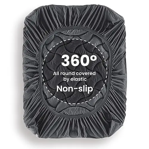 SLEEP ZONE King Mattress Topper, Cooling Mattress Cover for hot Sleepers, Premium Zoned Cool Mattress Protector Breathable and Washable, Deep Pocket (Grey, King) 7