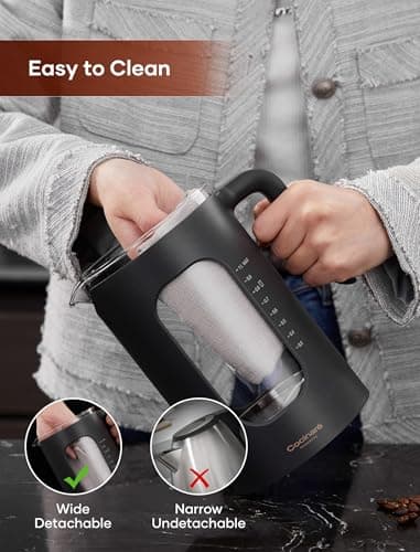 Electric Tea Kettle, INTASTING Glass Electric Kettle with tea Infuser and Precise knob temperature control, 1200W Fast Heating, BPA-Free, Easy to Clean, 1 Liter (Dark Gray) 6