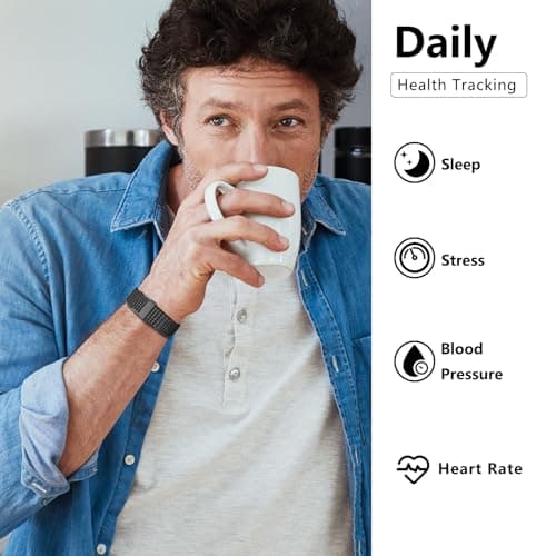 IAMJOY Smart Health Wristband, Wearable Activity & Fitness Tracker for Multi-Sport Mode, All-Day Automatic Continuous Monitoring of Health Data, Improve Sleep, Stress & Wellness, with Free App, Black 5