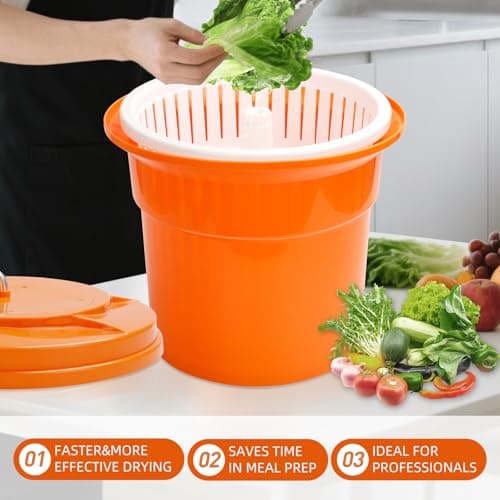YBSVO 5 Gallon Large Commercial Salad Spinners and Lettuce Spinner 8