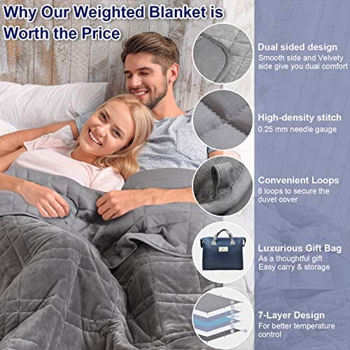 OMYSTYLE Queen Size Weighted Blanket 80''x87''(30lbs, Double-Sided), Warm Short Plush and Cool Tencel Fabric Reversible Weighted Blanket for Adult - Carry Bag Included 6