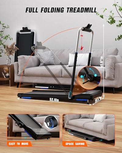 WELLFIT Walking Pad Treadmill with 10% Incline, Under Desk Treadmill for Home/Office, 2 in 1 Folding Treadmills with APP/Remote Control and LED Display, 0.6-7.6 MPH 360 lbs Capacity 6