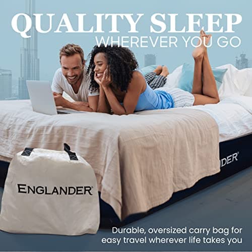 Englander Twin Air Mattress - Double High, 300 LB Capacity Luxury Camping Mattress with Built-in Pump, Waterproof and Microfiber 6