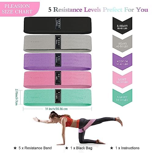 Fabric Resistance Bands for Working Out, 5 Levels Booty Bands for Women Men, Cloth Workout Bands Resistance Loop Exercise Bands for Legs Butt at Home Fitness, Yoga, Pilates 6