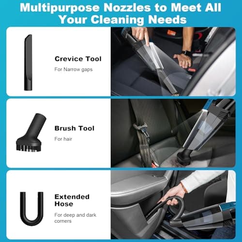 Car Vacuum - Portable Vacuum Cleaner with 16.4ft Cord, Bag, LED Light & Attachments - DC 12V High Power Small Vacuum, Car Accessories 2