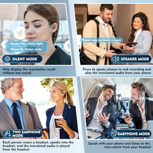 Translation Earbuds Real Time Language Translator Earbuds with 144 Languages, OWS Wireless Earbuds Noise-Canceling, Long Battery Life for Travel & Business Learning Ideal Compatible with iOS & Android 5
