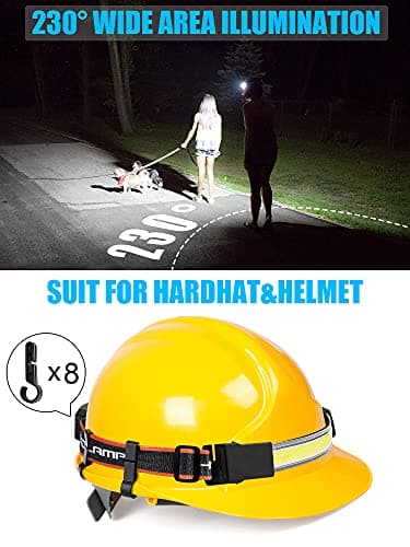 Spriak LED Headlamp Flashlight, 1000lumens 230° Broadbeam Headlight, USB Rechargeable Head Lamp with Red Taillight, Lightweight Waterproof Headlamps for Camping Running Hiking, Hard Hat Headlamp 3