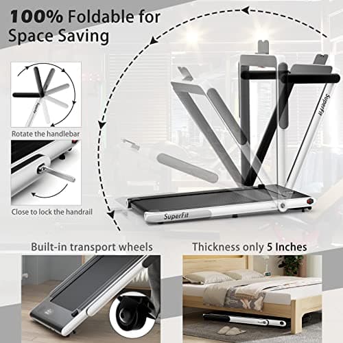 Goplus 2 in 1 Folding Treadmill, 2.25HP Superfit Under Desk Electric Treadmill, Installation-Free with Remote Control, APP Control and LED Display, Walking Jogging for Home Office 6