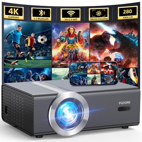 [Electric Focus/Auto Keystone] Projector with WiFi and Bluetooth, Native 1080P 4K Supported,FUDONI Outdoor Movie Projector for Home Theater UP to 300", for iOS/Android/Laptop/TV Stick/HDMI/USB