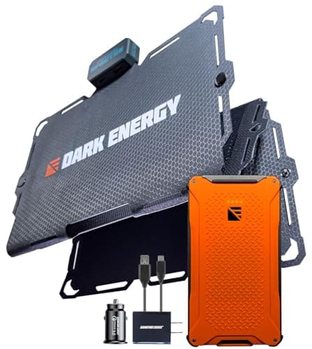 Dark Energy Poseidon Pro Indestructible Portable Charger with Spectre 18W Solar Panel | USB-A and USB-C, Ultra-Durable Armorflex, Ultra-Lite Flexible Panels | Signature Series Path, Hi-Vis Orange