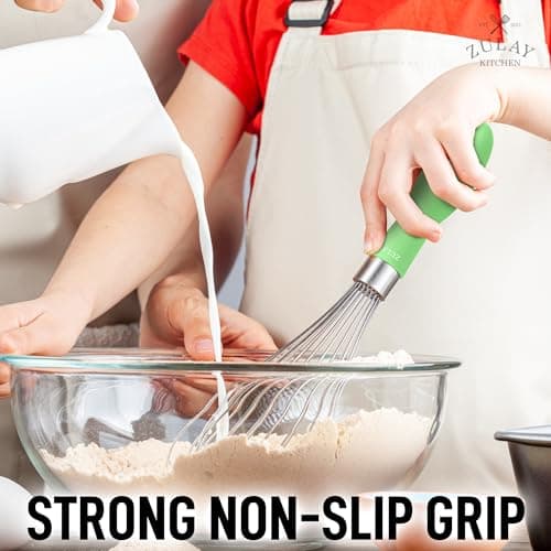 Zulay Kitchen Stainless Steel Balloon Whisk 12 Inch – Heavy Duty and Durable Wire Whisk with Non-Slip Silicone Handle for Blending, Whipping & Beating - Green 6