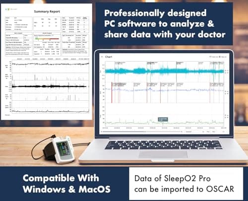 EMAY SleepO2 Pro - Wrist Pulse Oximeter with SpO2 & Flow Tracking Overnight | Wrist Sleep Oxygen Monitor for Blood Oxygen Levels & Flow Recording Continuously | Gets Overnight Report with ODI & AHI Data | Comes with PC Software 6