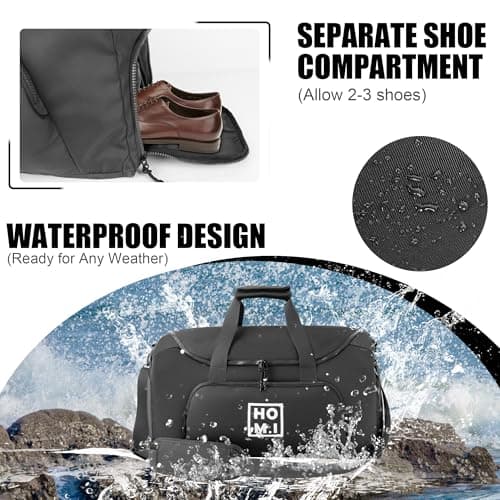 HOMIGLAM Garment Bag for Travel - Wrinkle-Resistant Carry On Suit Bag with Shoe Compartment & Shoulder Strap, Convertible 2-in-1 Waterproof Duffel Bags for Business Trips/Weekend Getaway, Black 6