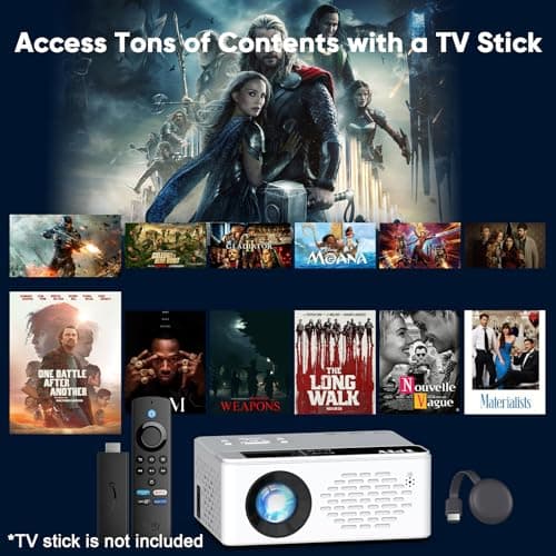 TMY 1080P Full HD Portable Mini Projector, Upgraded Bluetooth Movie Projector with Screen, Compatible with TV Stick Smartphone/HDMI/USB, Indoor & Outdoor Use 6