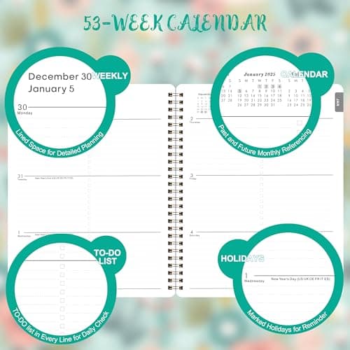 2025 Planner - Weekly Monthly Planner 2025 from Jan.2025 to Dec. 2025, 2025 Calendar Monthly Planner 8"x10", Planner 2025 with Spiral bound, Large Blocks 5