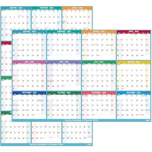 2026 Dry Erase Calendar – Large Yearly Wall calendar 2026, 38.2'' x 25.2'', 2-Side Reversible Calendar 2026, Vertical/Horizontal, Jan 2026 – Dec 2026, 2026 Wall Calendar Dry Erase with Notes, Stickers