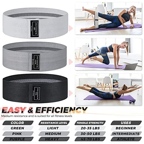 Booty Resistance Bands Set, Renoj Non Slip Hip Exercise Bands for Legs and Butt Women [3 Set] 7