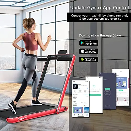 Goplus 2 in 1 Folding Treadmill with Dual Display, 2.25HP Superfit Under Desk Electric Pad Treadmill, Installation-Free, Blue Tooth Speaker, APP Control, Remote Control, Walking Jogging for Home 7
