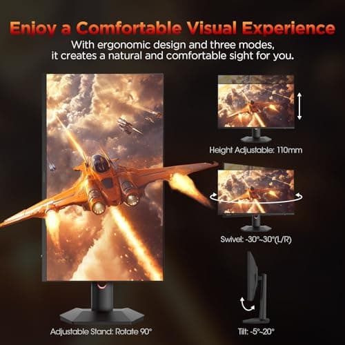 KOORUI Monitor, 27” 1ms 200Hz Gaming Monitor, Mini-LED Panel- 1440P WQHD 300000:1 Contrast Ratio Computer Screen, HDR 1000 Display, 97% DCI-P3, Tilt Adjustable, HDMI/DP, Eye Care 8