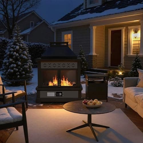 ‌Yokayoay Outdoor Propane Fireplace, 35" 50000 BTU Patio Gas Fire Pit Propane with Rain Cover, CSA Certified, Adjustable Flame for Deck, Backyard, Garden, Balcony 7