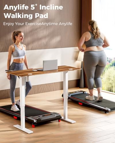 Anylife Treadmill Incline Walking Pads Under Desk 330lb Capacity, 2.5HP Portable Small Running Pad with LED Display for Home, Compact, Remote Control, Black Red 6