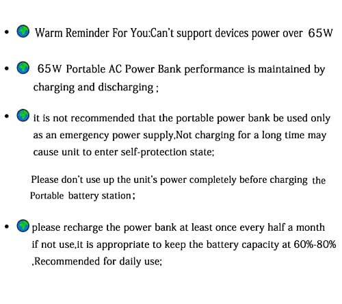 Portable Power Bank with AC Outlet, 65W 110V Portable Laptop Charger Battery Bank 23400mAh External Battery Pack Backup Power Source for Outdoor Tent Camping RV Home Office Smart Devices-Orange 7