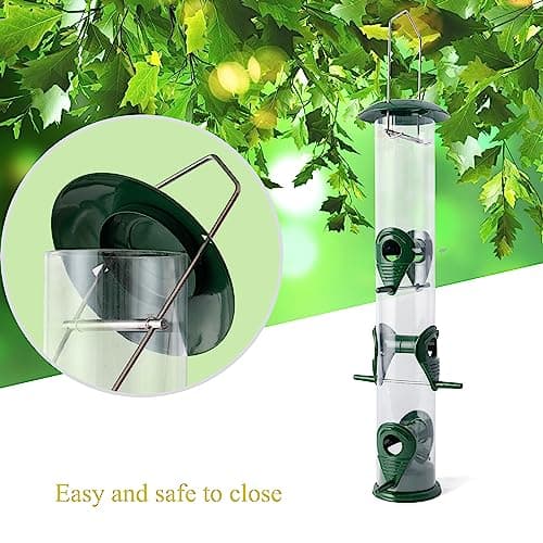 MIXUMON Set of 2 Metal Tube Bird Feeders for Outside – 6 Port, 16 Inches – Tube Wild Bird Feeder, Chew-Proof and Rust-Proof - Great for Mom 5