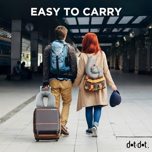 Dot&Dot Twist Memory Foam Travel Pillow for Airplanes - Travel Neck Pillow for Sleeping - Airplane Pillow for Neck Support, Chin, Lumbar and Leg - Adjustable, Bendable Neck Roll Pillow 6