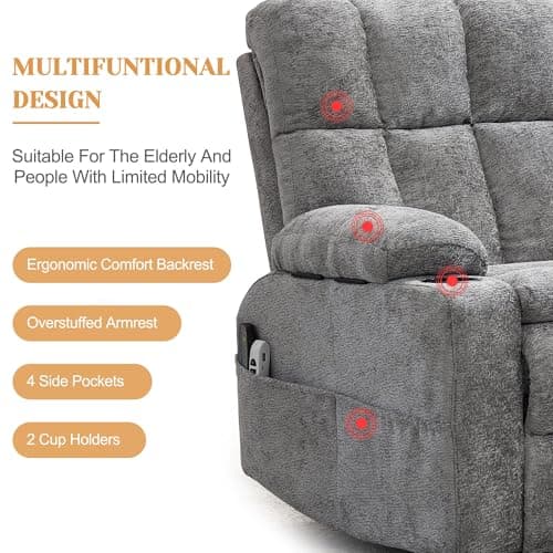 Korser Oversized Dual Motor Power Lift Recliner for Elderly with Adjustable Headrest, Extra Wide Recliner Chairs with Massage and Heat, Electric Lift Chair with Storebox Cupholder, USB Ports, Type C 6