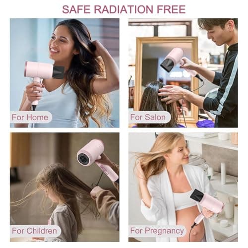 Slopehill Professional Ionic Hair Dryer, Powerful 1800W Fast Drying Low Noise Blow Dryer with 2 Concentrator Nozzle 1 Diffuser Attachments for Home Salon Travel (Pottery Pink and Rose Gold) 7