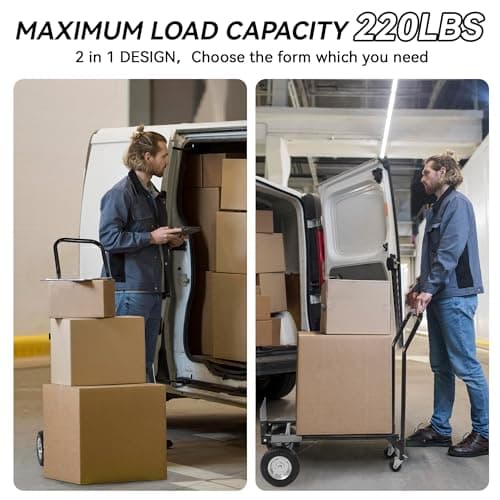 Elevon 2 in 1 Convertible Hand Truck and Cart, Utility Dolly Platform Cart with Telescoping Handle 4 Wheels, 220 LB Heavy Duty Hand Cart for Luggage, Travel, Moving, Shopping, Office Use - Black 5