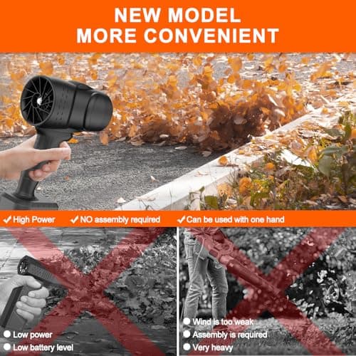 Toieue Leaf Blower Cordless with Battery, Portable Handheld blowers, Press to Variable Speed, 15000RPM 150MPH, 18V*2 Pcs Battery Powered, Snow Blowing, Lawn Care, Patio, Blowing Leaves 5