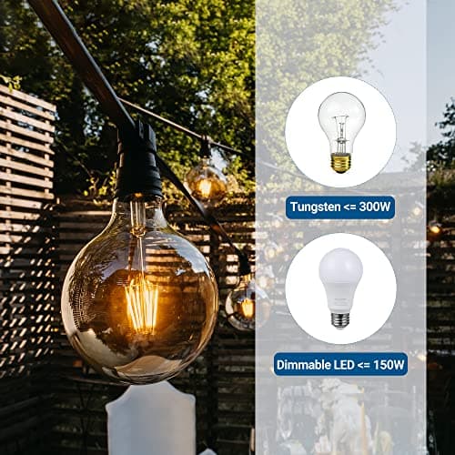 DEWENWILS Outdoor Dimmer for String Lights, Remote Dimmer Switch, Weatherproof Dimmer Plug, 100FT Range, Compatible with Dimmable LED/Tungsten Bulbs 5