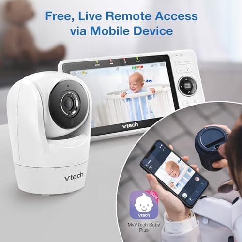 VTech VM901 Smart WiFi Baby Monitor with 1080p FHD Camera and 5" HD IPS Display, Free App, Remote Pan Tilt Zoom, Night Vision, Motion Detection Alerts 7