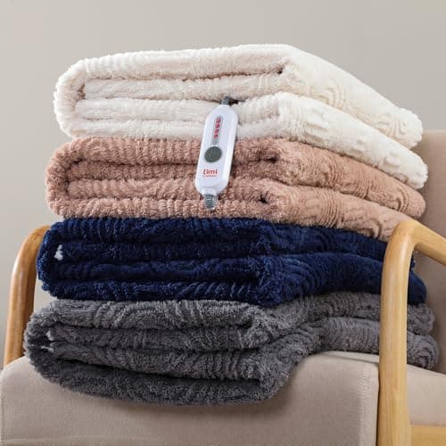 TiMiCalda Heated Blanket Queen Size - 84"x90" Cozy Soft Jacquard Heating Blanket with 4 Heat Levels & 10 Hours Auto-Off, Jacquard Fleece, Overheating Protection, Warm Gifts, Cream 9