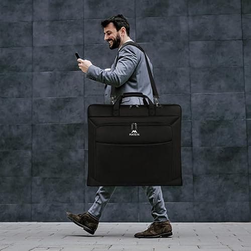 MATEIN Garment Bag for Travel, Large Carry on Garment Bags with Strap for Business, Waterproof Hanging Suit Luggage Bag for Men Women, Wrinkle Free Suitcase Cover for Shirts Dresses Coats, Black 9
