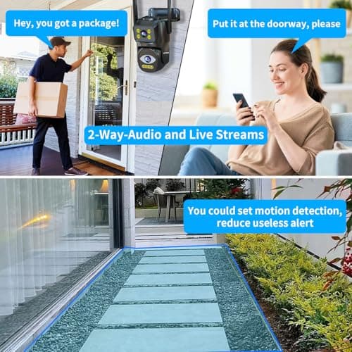 LETSCEE Dual Lens WiFi Security Camera Outdoor, 2.4G/5G PTZ Outdoor Plug-in Camera Auto Tracking,Home Security Surveillance System,WiFi,Night Vision,7/24 Recording 7