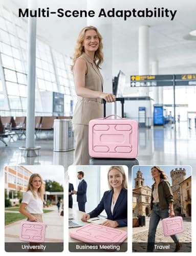 DOMISO Laptop Hard Case 14-14.4 inch Waterproof Shockproof Hard Shell Laptop Sleeve with Handle & Storage Pocket, Compatible with MacBook, HP, Dell,Pink 10