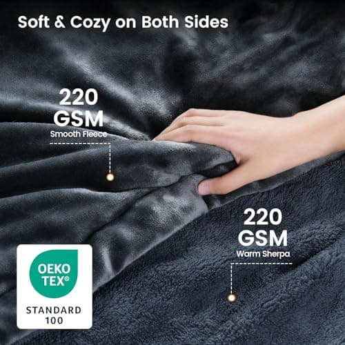 Heated Weighted Blanket, Sherpa Fleece Electric Throw Blanket Twin Size, 15 lbs Weighted Heating Blanket for Adult (150 lbs-190 lbs), Soft Plush Heavy Blanket for Winter, 48" x 72", Gray-Blue 5