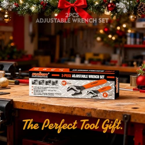 HORUSDY Adjustable Wrench Set | 2-Piece | 6-Inch and 10-Inch Wrenches | Metric & SAE Scales | Cushion Grip Wrench | Cr-V Steel 8