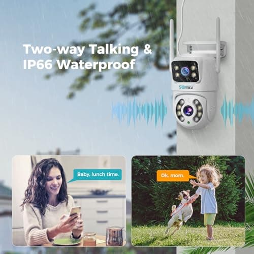SOVMIKU 6MP PTZ Dual Lens Security Camera Outdoor, Wired Plug-in | Wireless 2.4G WiFi Camera, 360° View, Auto Tracking, Human Detection, Light Alarm, Color Night Vision, 24/7 Record,Two-Way Talk 7