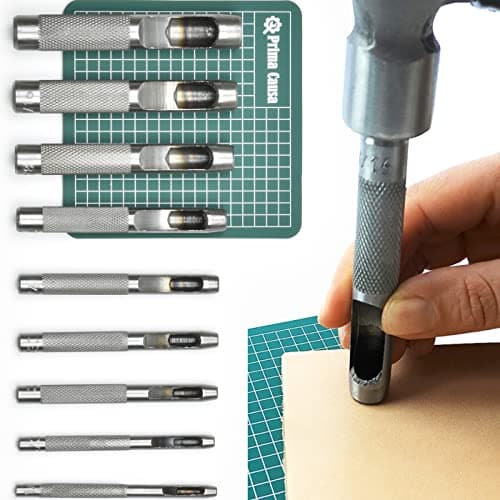 Leather Working Tools 9 Set - Leather Hole Punch for Belts, Plastic, Rubber, etc - Leathers Punch Tool (1/8"-1/2")