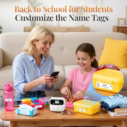 Phomemo Ribbon Label Printer, Kitchen Magnetic Label Maker Machine with Tapes F12 Handheld Rechargeable Backlit-LCD Screen Labeler One-Click Print Date for Home Food School Gift Wrapping Fridge White 7