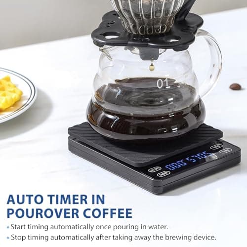 KitchenTour Nano Coffee Scale with Timer 3kg/0.1g, 3 Mode for Espresso Machine and Pour Over, High Precision Pour Over Drip Espresso Scale with Back-Lit LCD Display 5