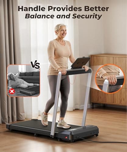 WELLFIT 10% Incline Walking Pad Treadmills for Home, Under Desk Treadmill 320lb Capacity, Voice Controlled Works with KINOMAP Apple Health, Compact for Apartment, Easy to Move Store Upright Place 6